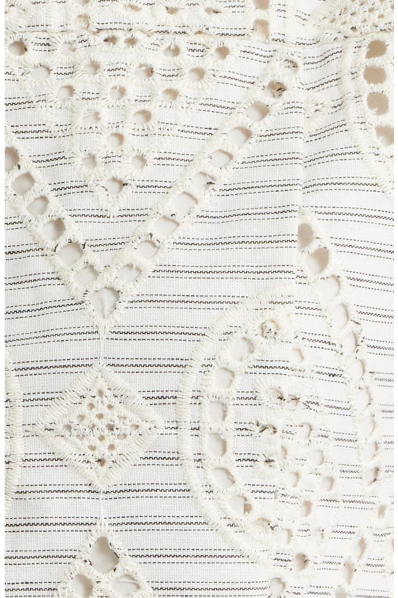 Stripe Eyelet Tie Waist Midi Dress, Alternate, color, CREAM