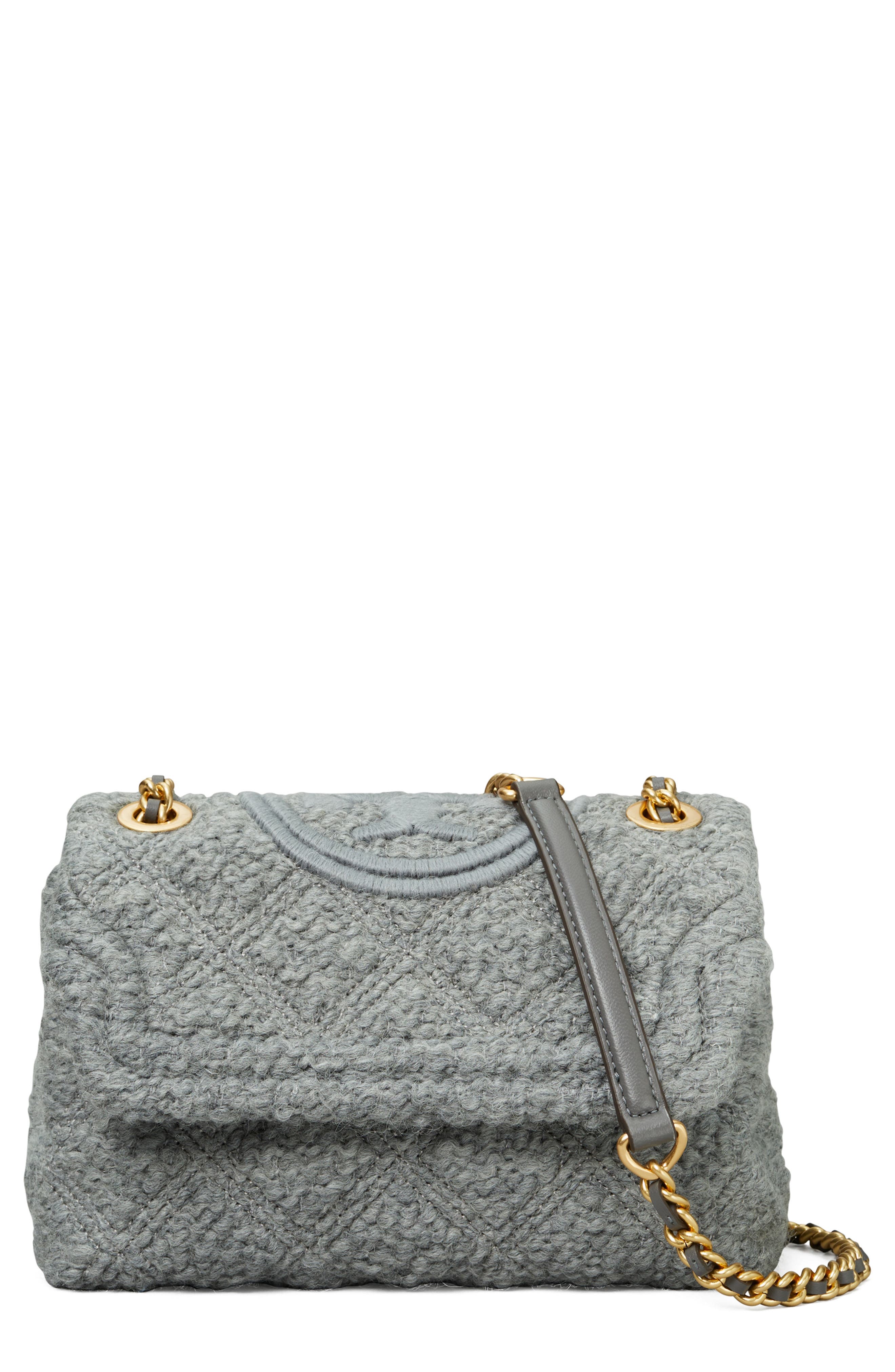 Tory Burch Small Fleming Convertible Wool Blend Bouclé Crossbody Bag, Main, color, 