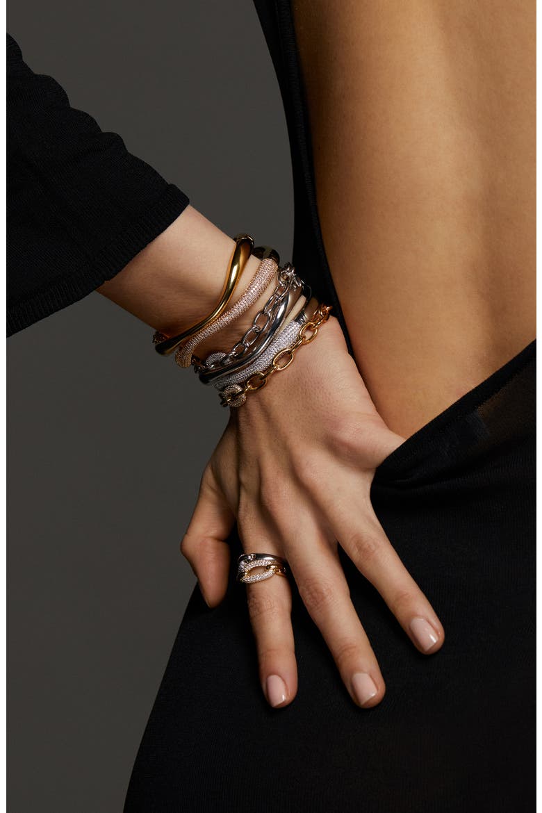 Alma Pavé Organic Hinge Bracelet, Alternate, color, GOLD