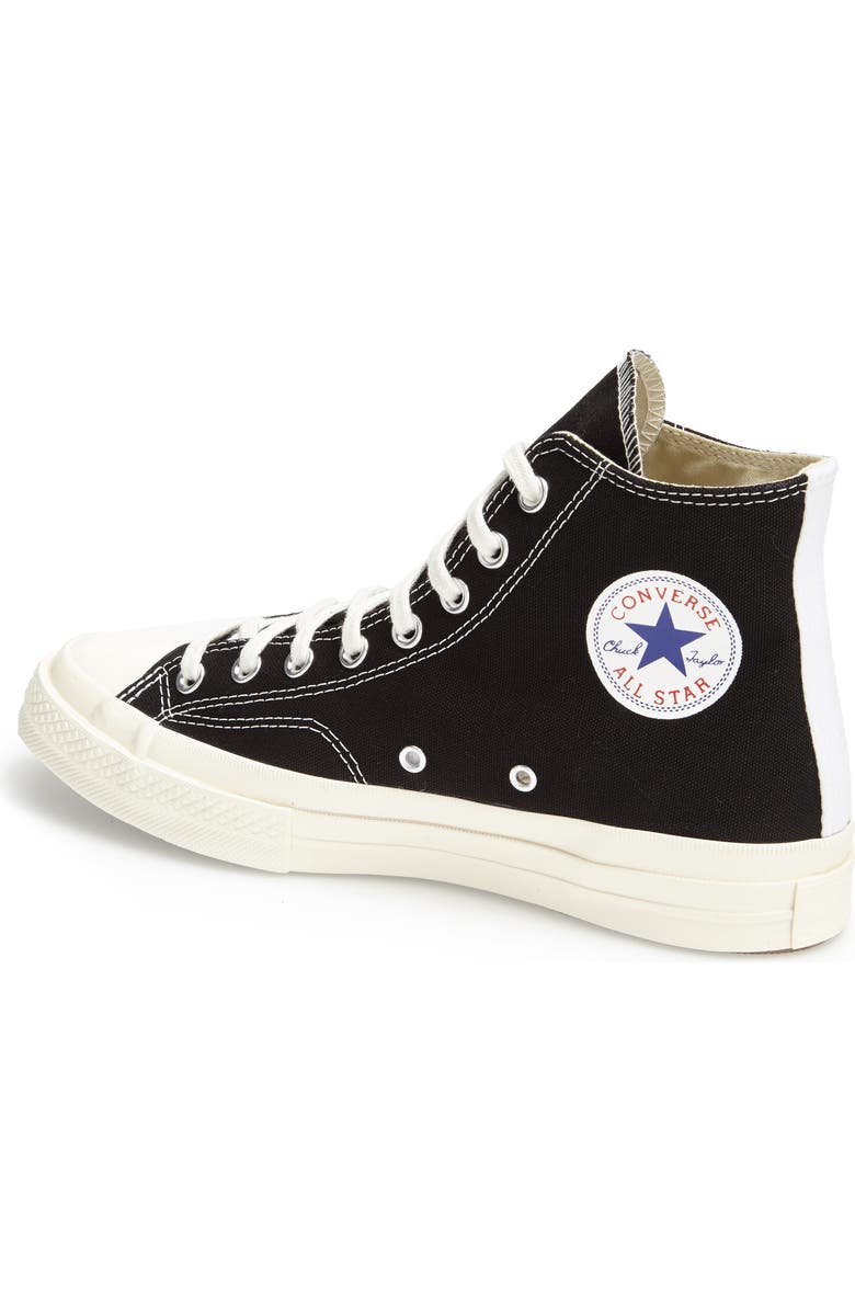 Comme des Garçons PLAY x Converse Chuck Taylor<sup>®</sup> Hidden Heart High Top Sneaker, Alternate, color,