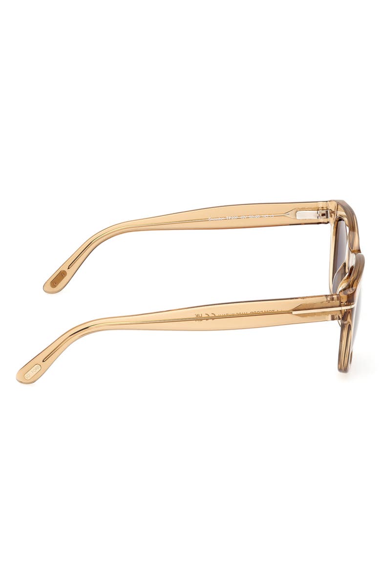 TOM FORD Snowdon 52mm Square Sunglasses, Alternate, color, Champagne / T Logo / Blue
