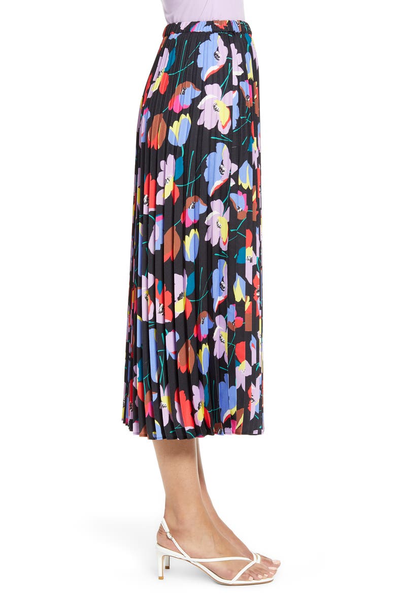 Pleated Midi Skirt, Alternate, color, BLACK MULTI RITA FLORAL