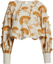 CIEBON Lenny Embroidered Long Sleeve Crop Top