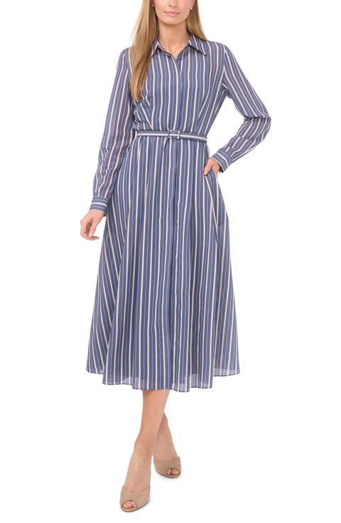 Stripe Long Sleeve Shirtdress