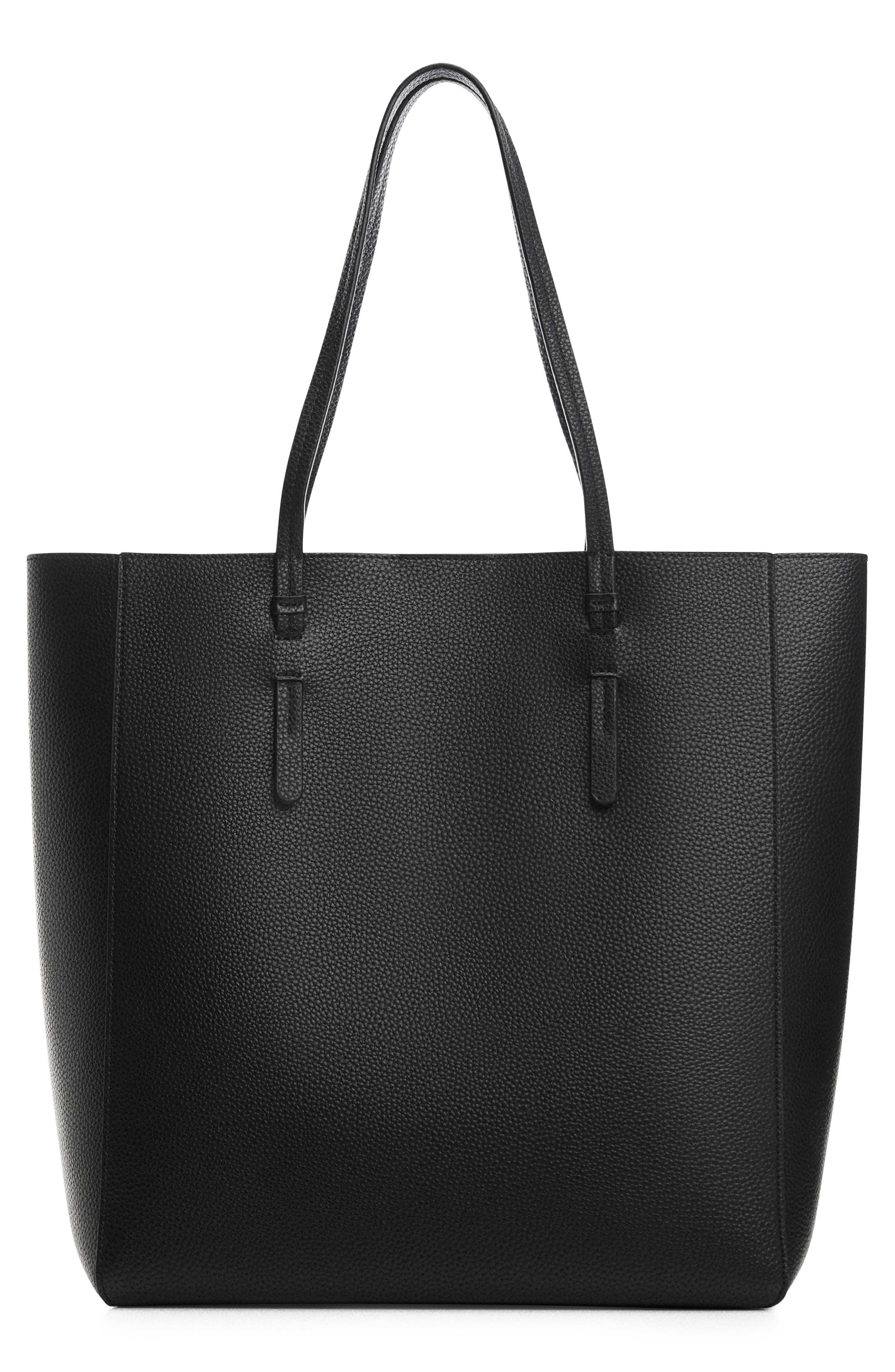 MANGO Faux Leather Shopper Tote, Main, color, 