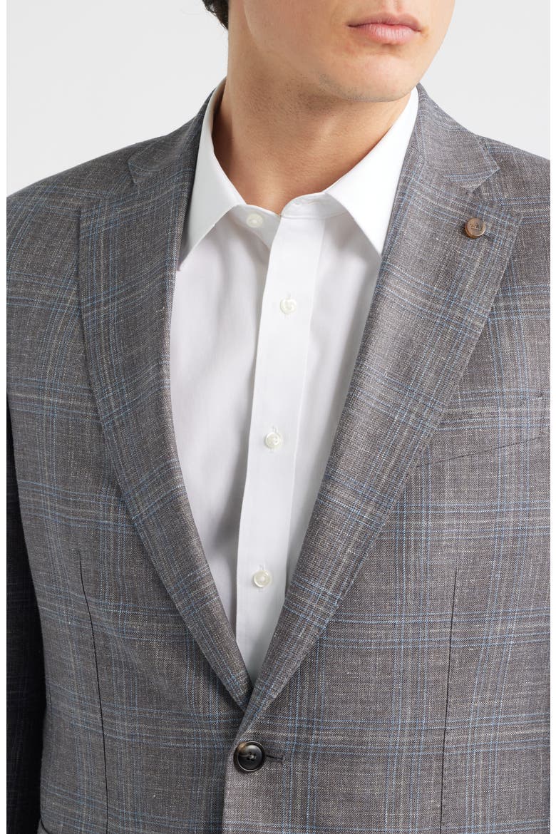 Crown Crafted Pearce Tailored Fit Plaid Soft Sport Coat, Alternate, color, ESPRESSO