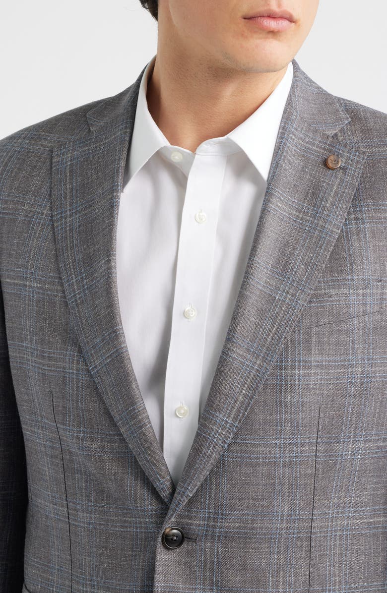 Peter Millar Crown Crafted Pearce Tailored Fit Plaid Soft Sport Coat, Alternate, color, Espresso