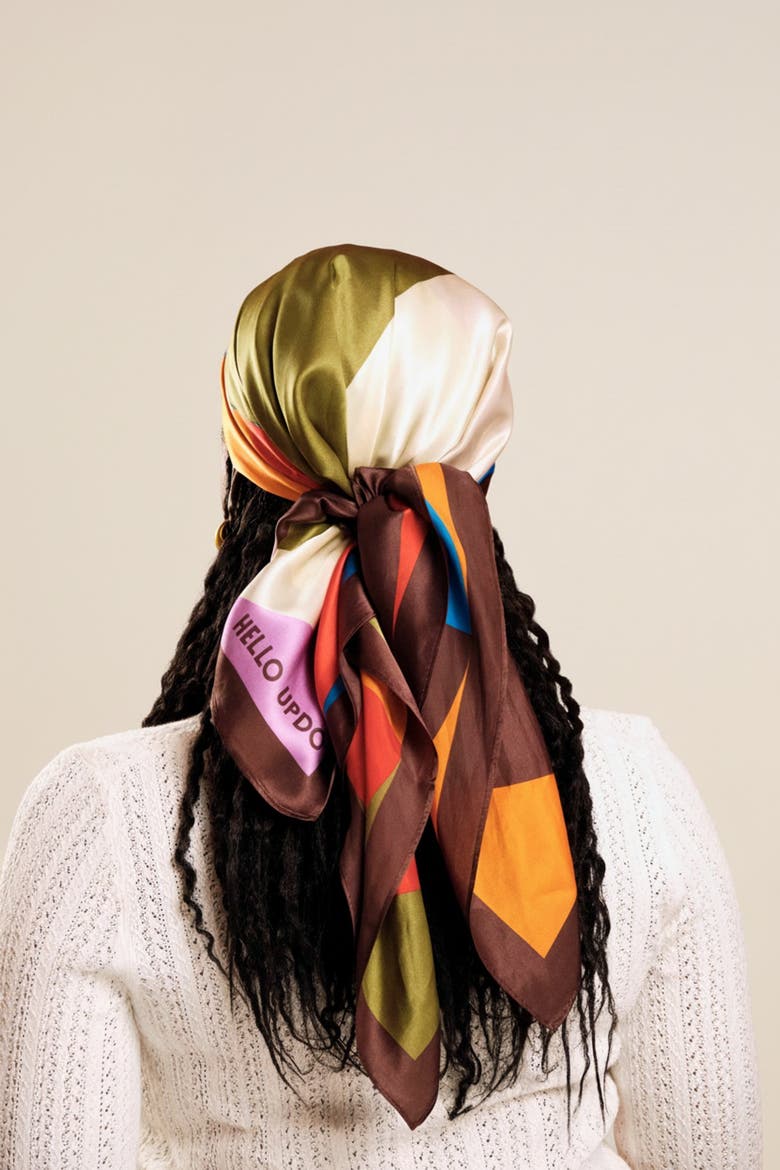 100% Silk Head Scarf, Main, color, Multicolored
