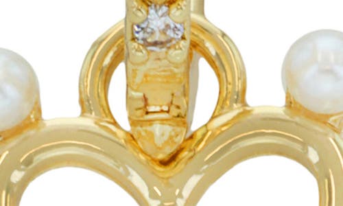 Panacea Faux Pearl & Crystal Heart Drop Earrings In White