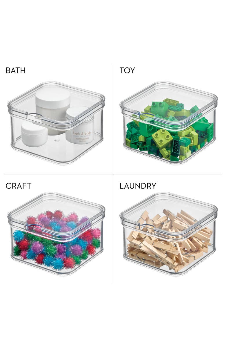 iDesign Stackable Fridge Organizer Bins with Lids - Set of 6 - Clear, Alternate, color, Clear