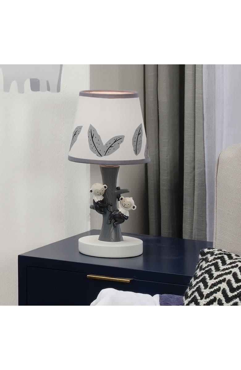 Lambs & Ivy Jungle Party Tree with Monkeys Lamp with Shade & Bulb, Alternate, color, Blue