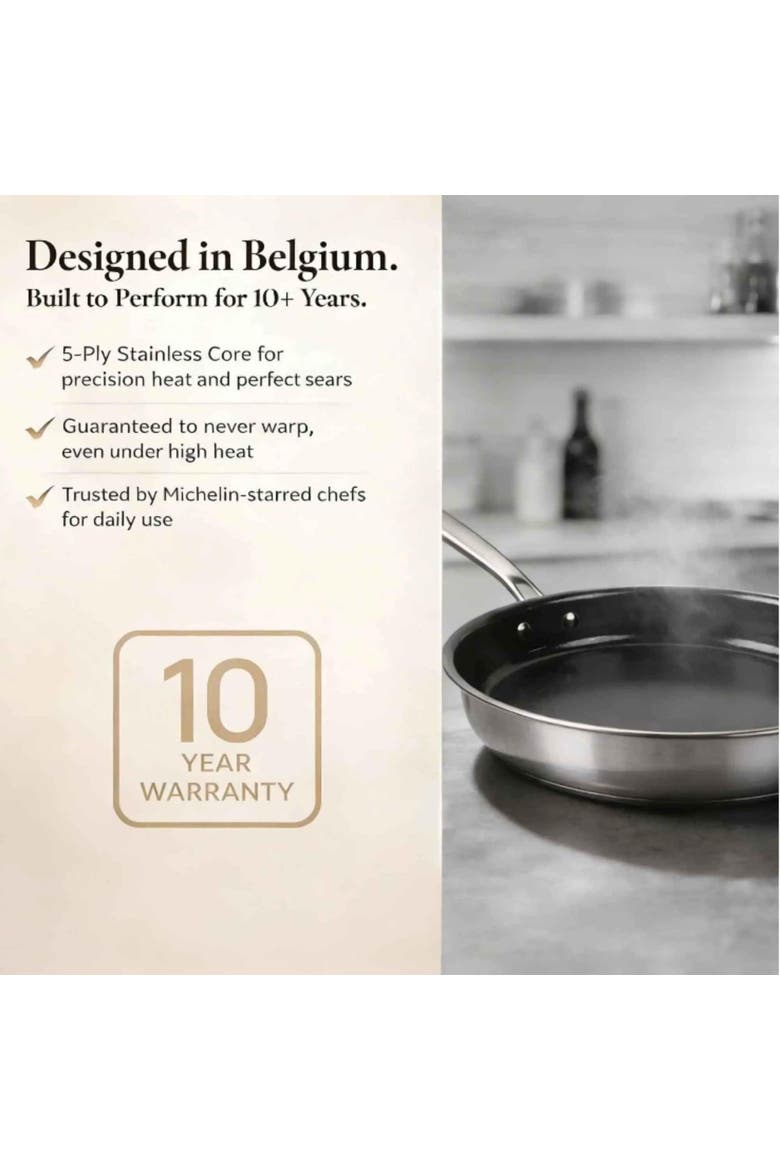 Maestro 3‑Piece Nonstick Stainless Steel Frying Pan Set, Alternate, color, Black