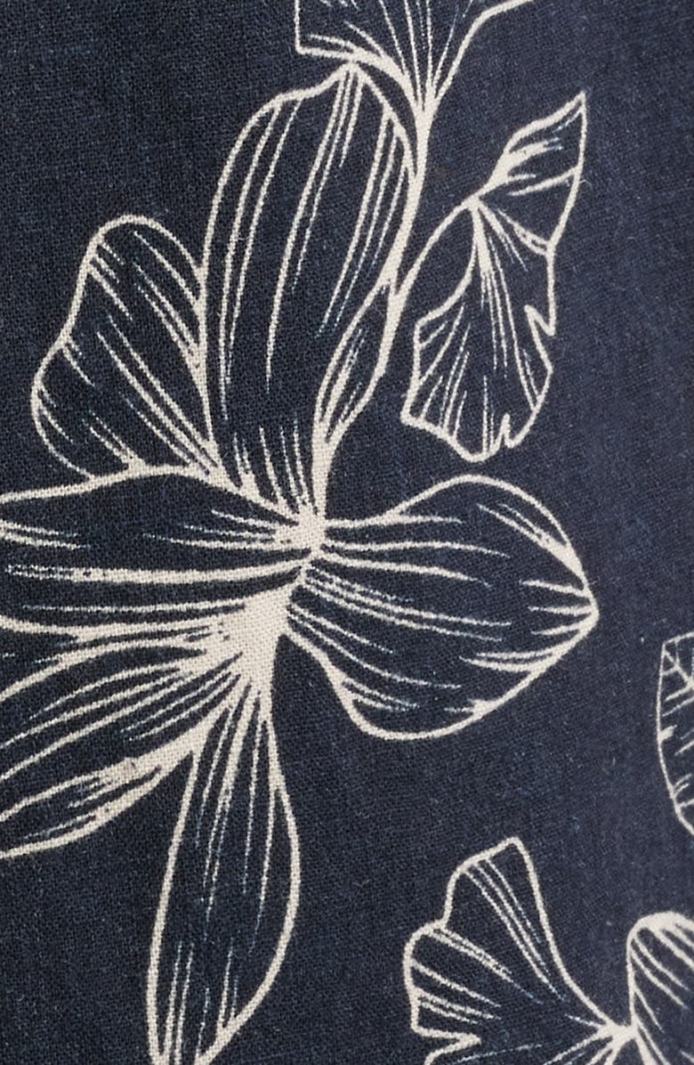 Vince Cabana Floral Short Sleeve Linen Blend Button-Up Shirt, Alternate, color, Coastal/ Light Sand