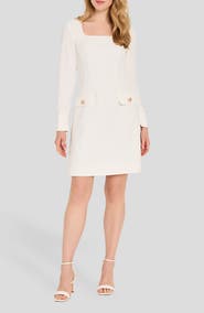 Tahari ASL Long Sleeve Crepe Sheath Dress