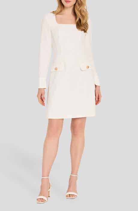 Long Sleeve Crepe Sheath Dress