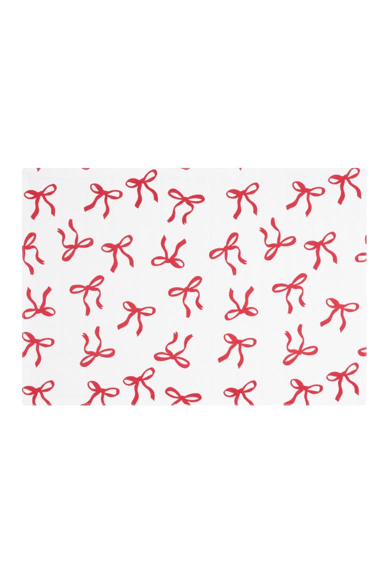 Holiday Bows and Ribbons Christmas Set of 6 Placemats 14" x 20", Alternate, color, White
