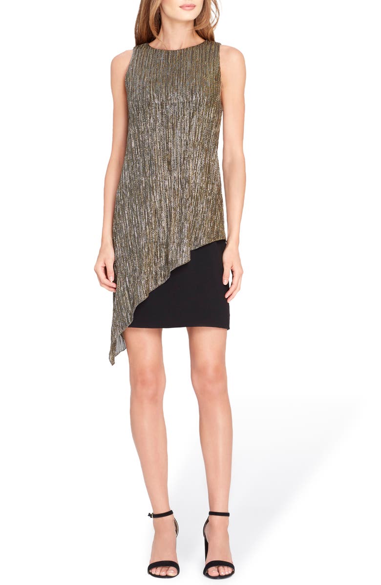 Tahari Metallic Overlay Sheath Dress, Main, color,