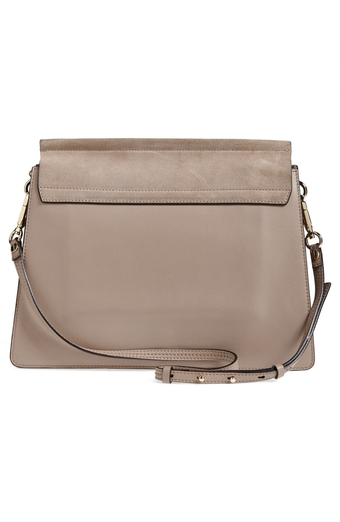 'Faye' Leather & Suede Shoulder Bag, Alternate, color, MOTTY GREY