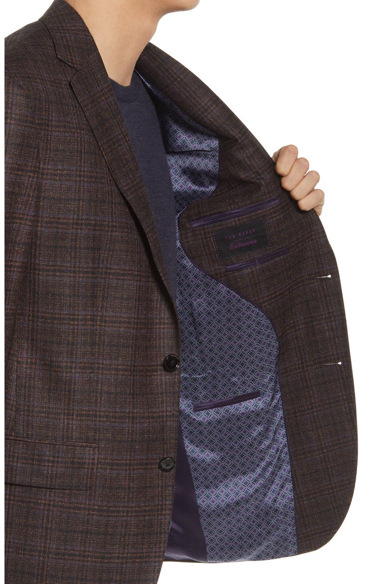 Konan Trim Fit Plaid Wool Sport Coat, Alternate, color, BROWN