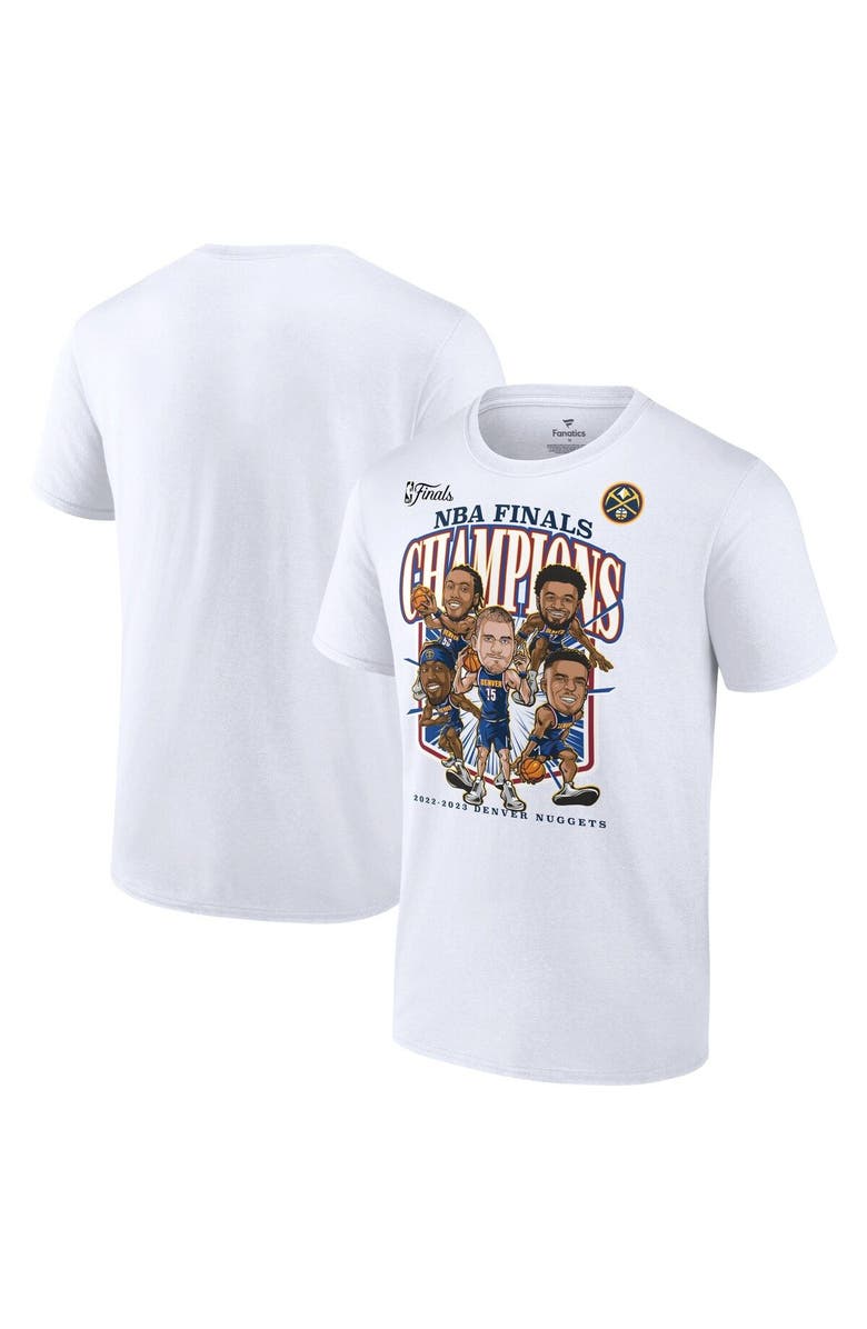 FANATICS Men's Fanatics Branded  White Denver Nuggets 2023 NBA Finals Champions Windmill Team Caricature T-Shirt, Main, color, 