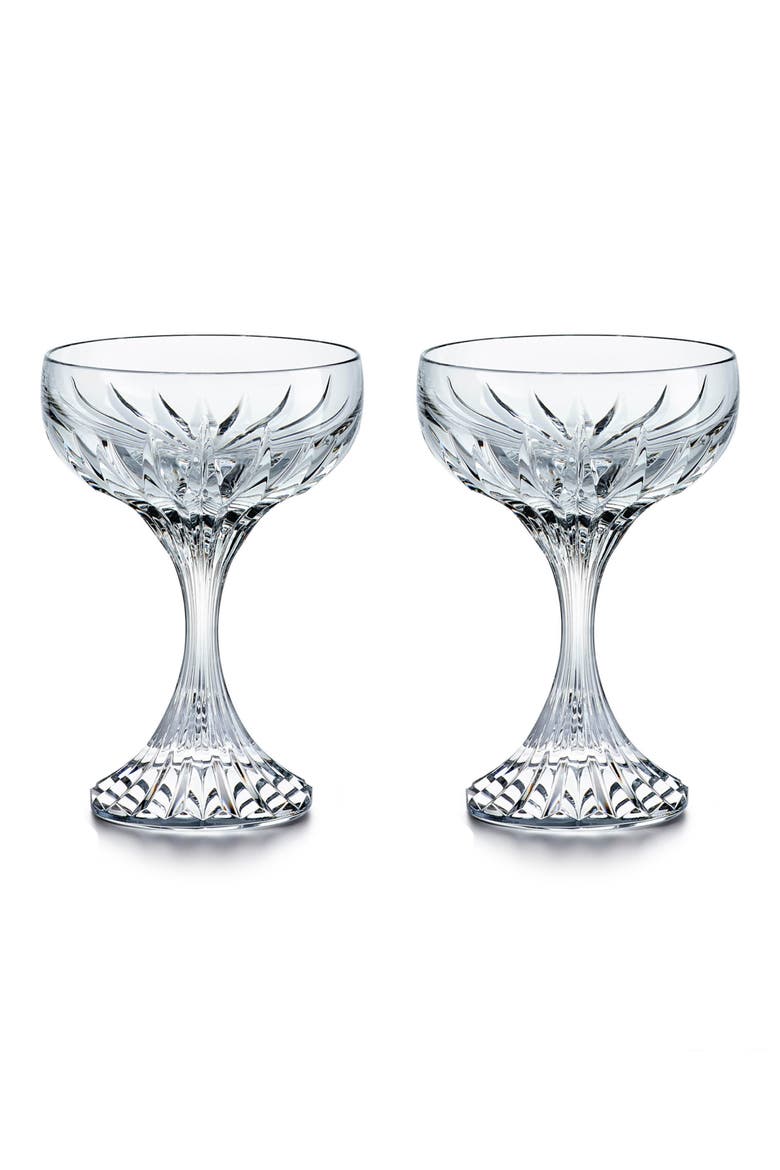 Massena Set of 2 Lead Crystal Coupe Glasses, Main, color, CLEAR