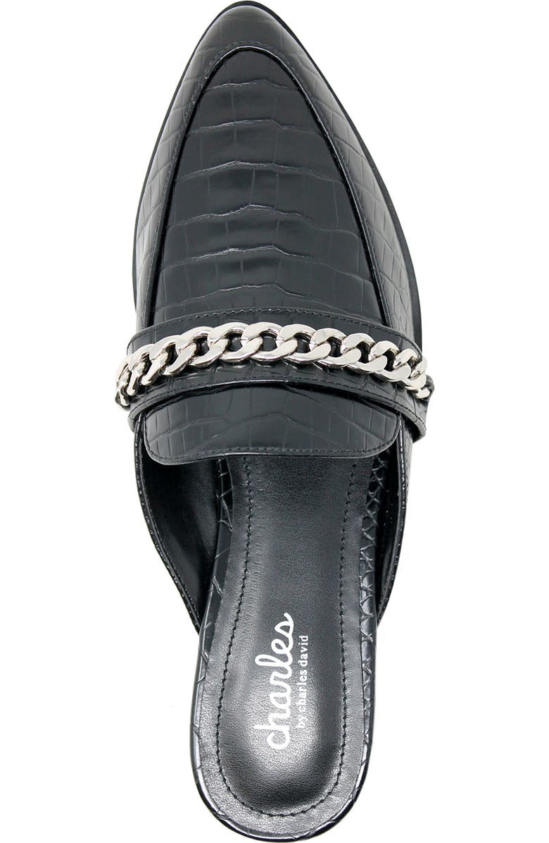 Charles by Charles David Emblem Chain Reptile Embossed Pointed Toe Mule, Alternate, color,