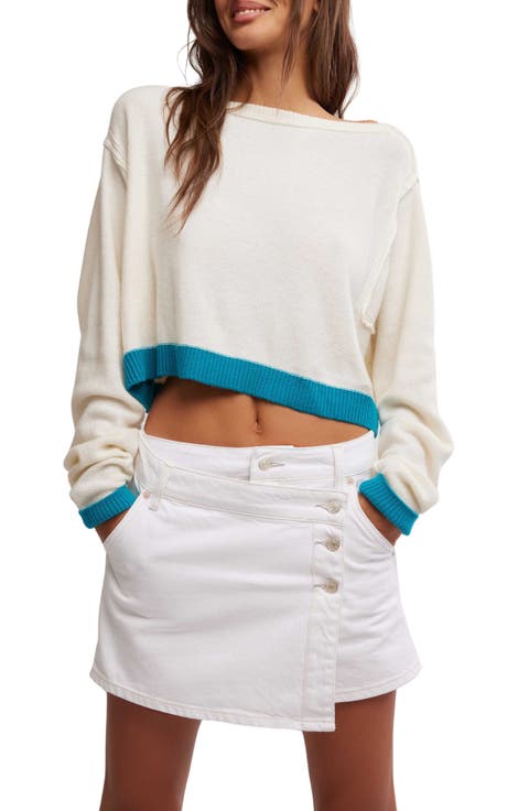 Into the Blue Stripe Crop Sweater