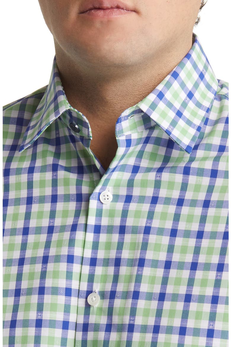 Tailored Fit Gingham Dress Shirt, Alternate, color, GREEN