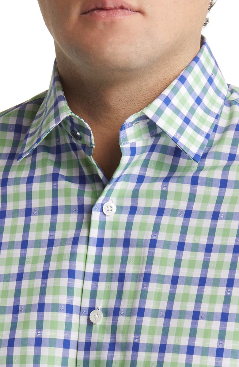 Duchamp Tailored Fit Gingham Dress Shirt, Alternate, color, Green