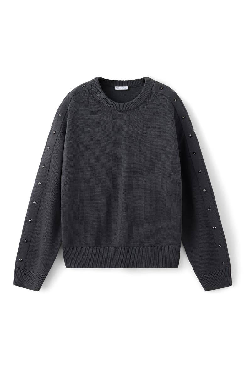Star Studded Oversized Cotton Sweater, Main, color, CHARCOAL