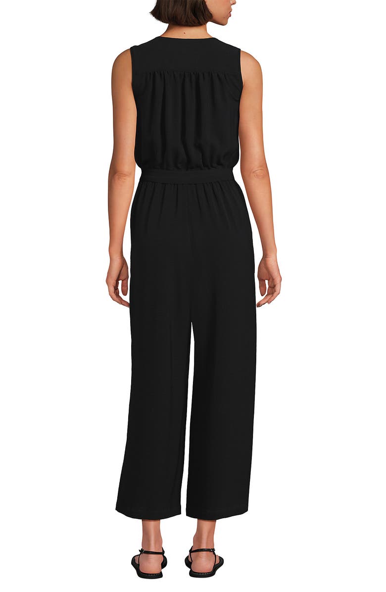 Lands' End Sleeveless Creaseless Wrap Jumpsuit, Alternate, color, 