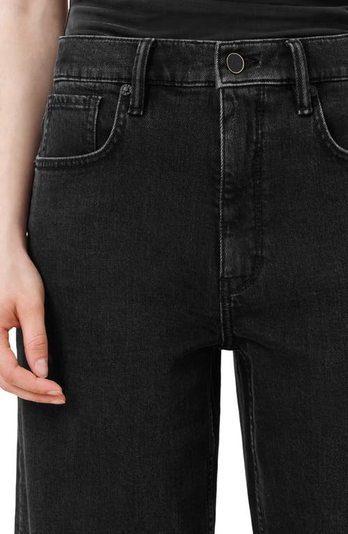 Allsaints Sadie High Rise Ankle Barrel Jeans In Washed Black In Black
