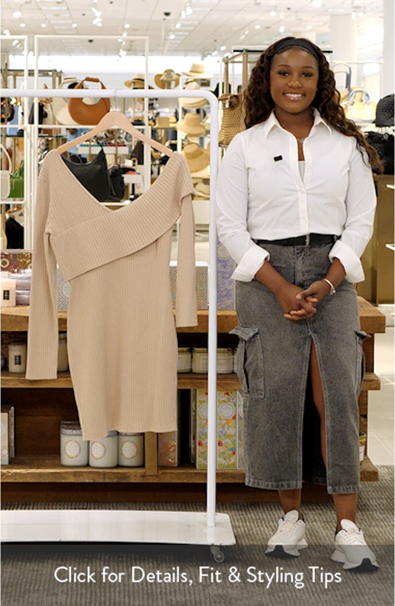 Asymmetrical Off the Shoulder Sweater Dress, sales video thumbnail