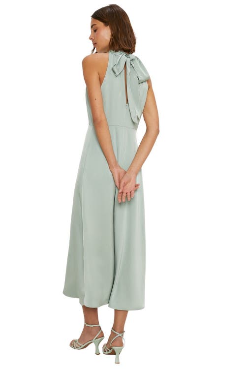 Oasis Satin Halter Neck Midi Bridesmaid Dress In Blue