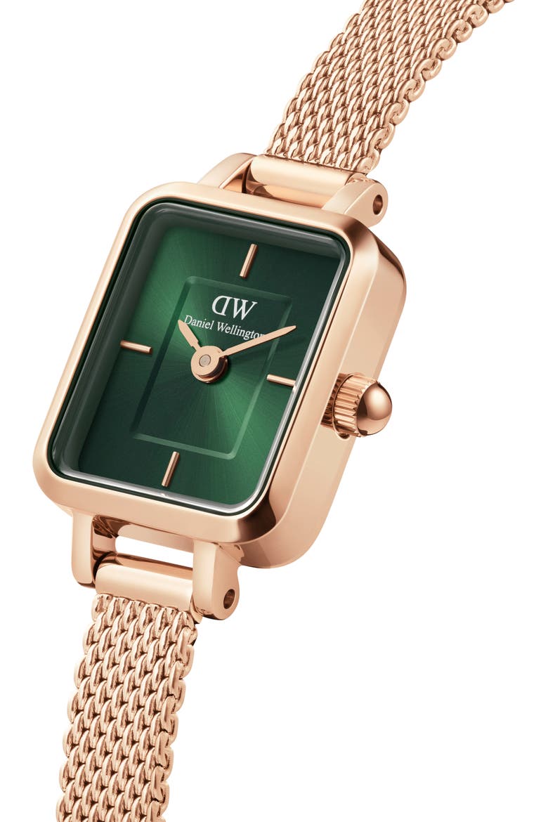 Quadro Mini Mesh Strap Watch, 15.4mm x 18.2mm, Alternate, color, ROSE GOLD