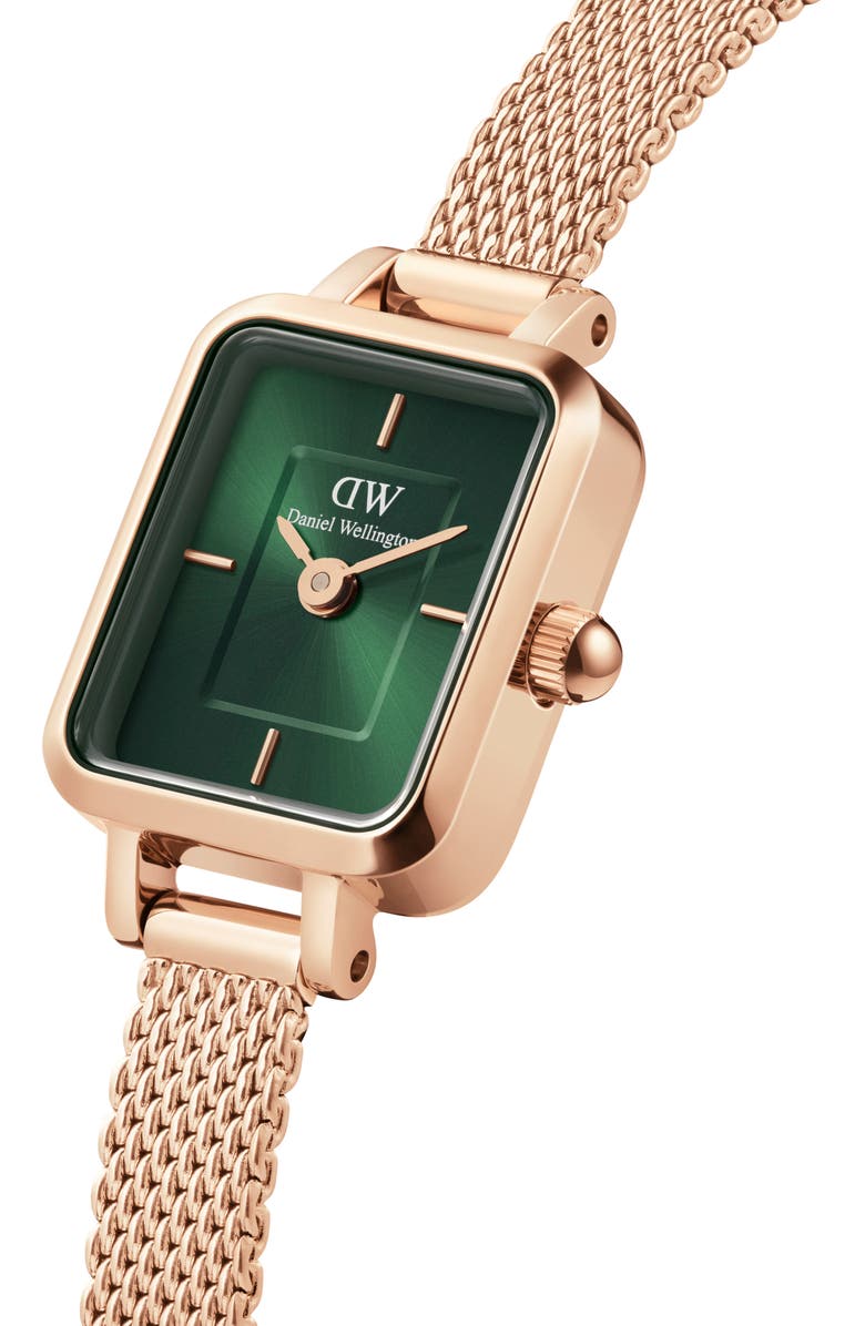 Daniel Wellington Quadro Mini Mesh Strap Watch, 15.4mm x 18.2mm, Alternate, color, Rose Gold