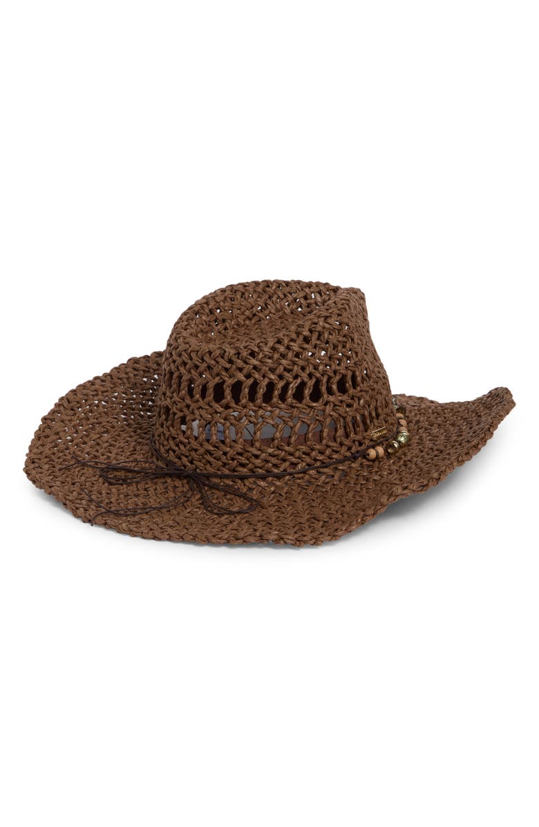 Steve Madden Lei Beaded Western Hat, Alternate, color, Chocolate