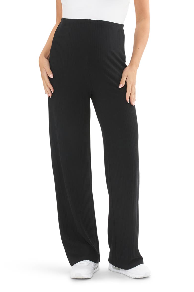 Cindy Rib Knit Maternity Pant, Main, color, BLACK