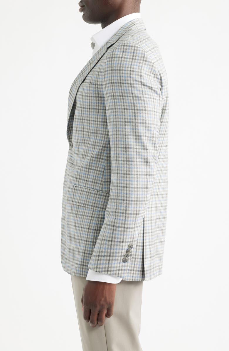 Peter Millar Flynn Classic Fit Grey & Brown Check Wool Sport Coat, Alternate, color, Light Grey