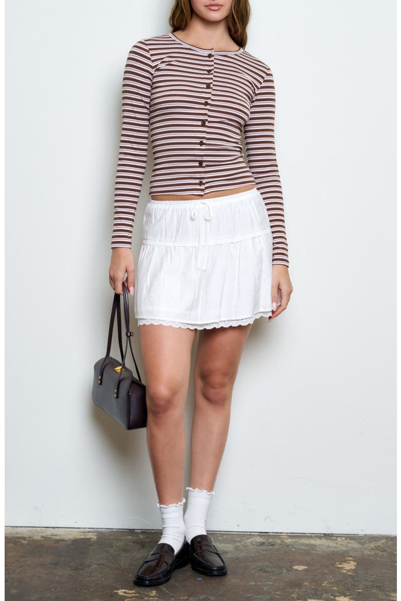 Striped Cardigan, Alternate, color, BROWN MULTI