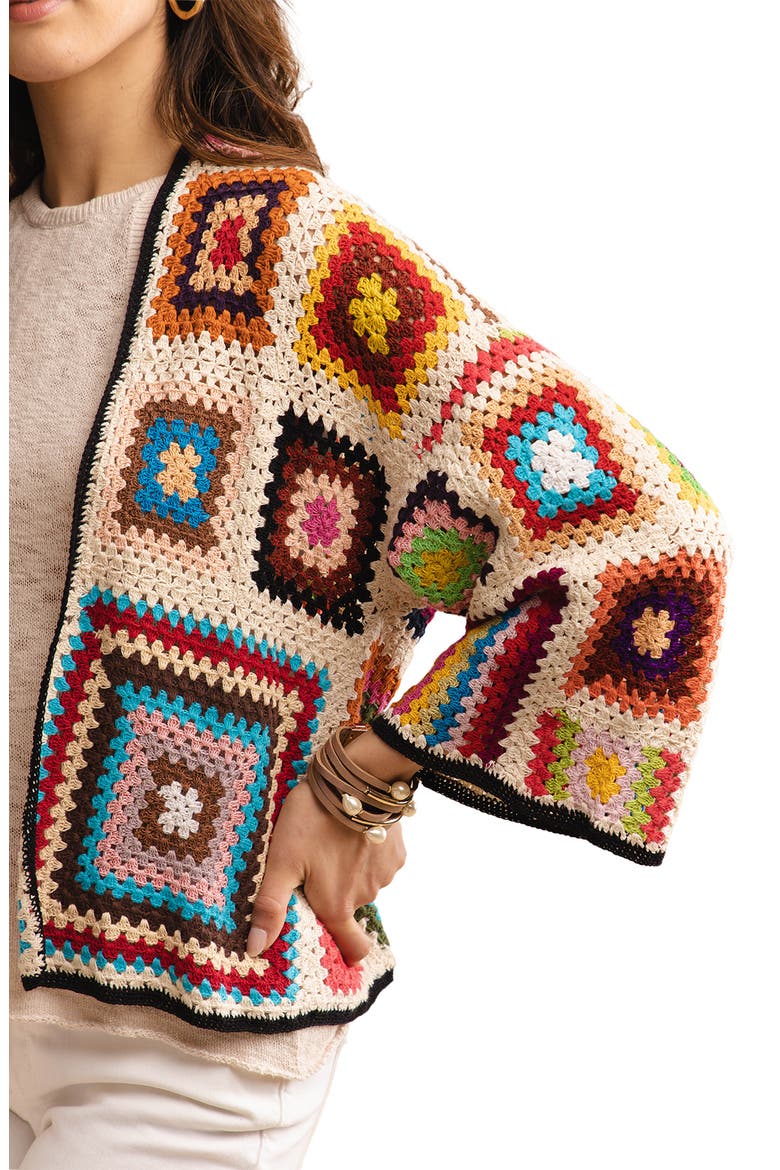 Granny Crochet Jacket, Alternate, color, WHITE MULTI