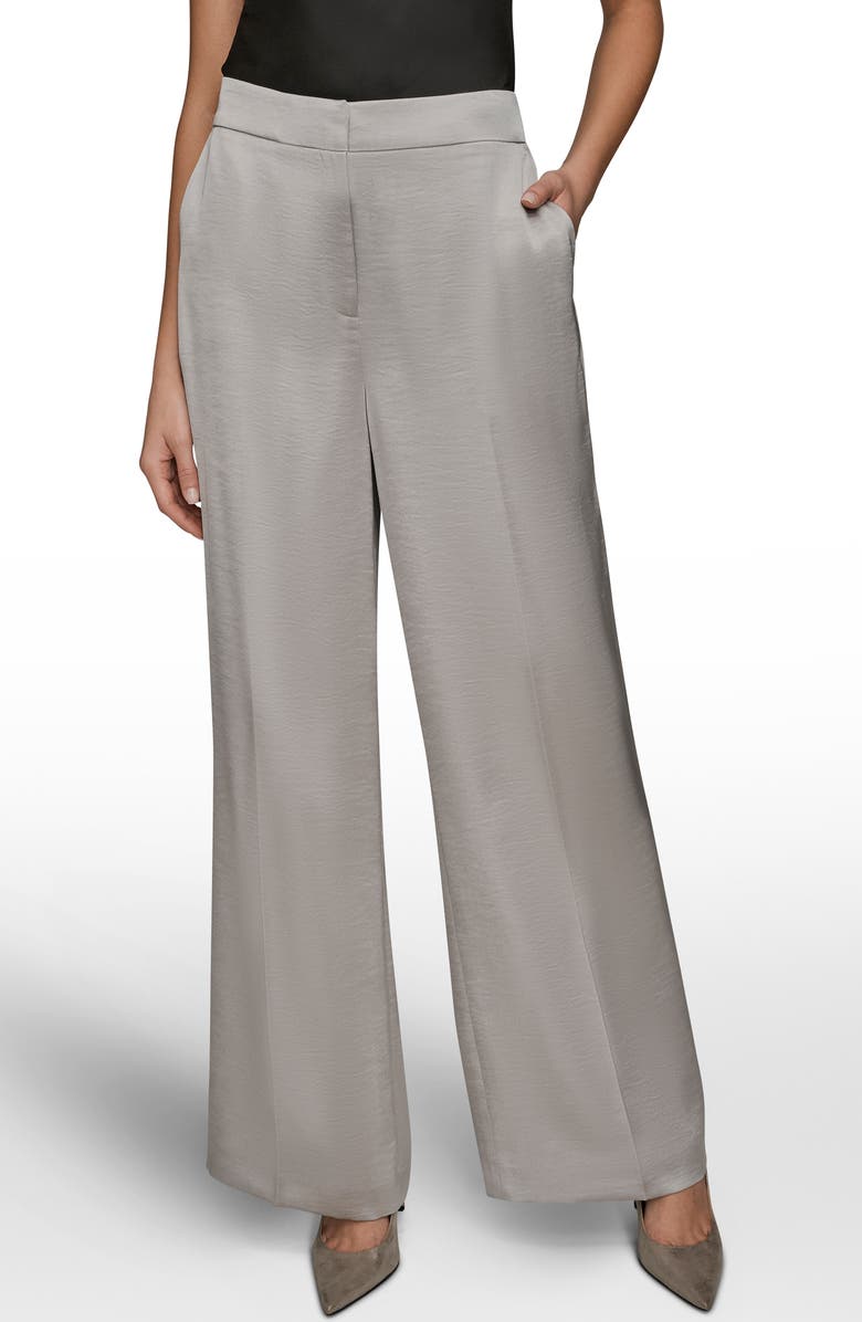 Donna Karan New York Clean Front Wide Leg Satin Pants, Main, color, Vapor