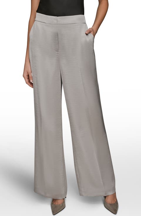 Clean Front Wide Leg Satin Pants