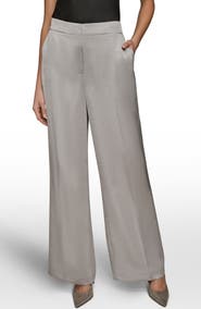 Donna Karan New York Clean Front Wide Leg Satin Pants