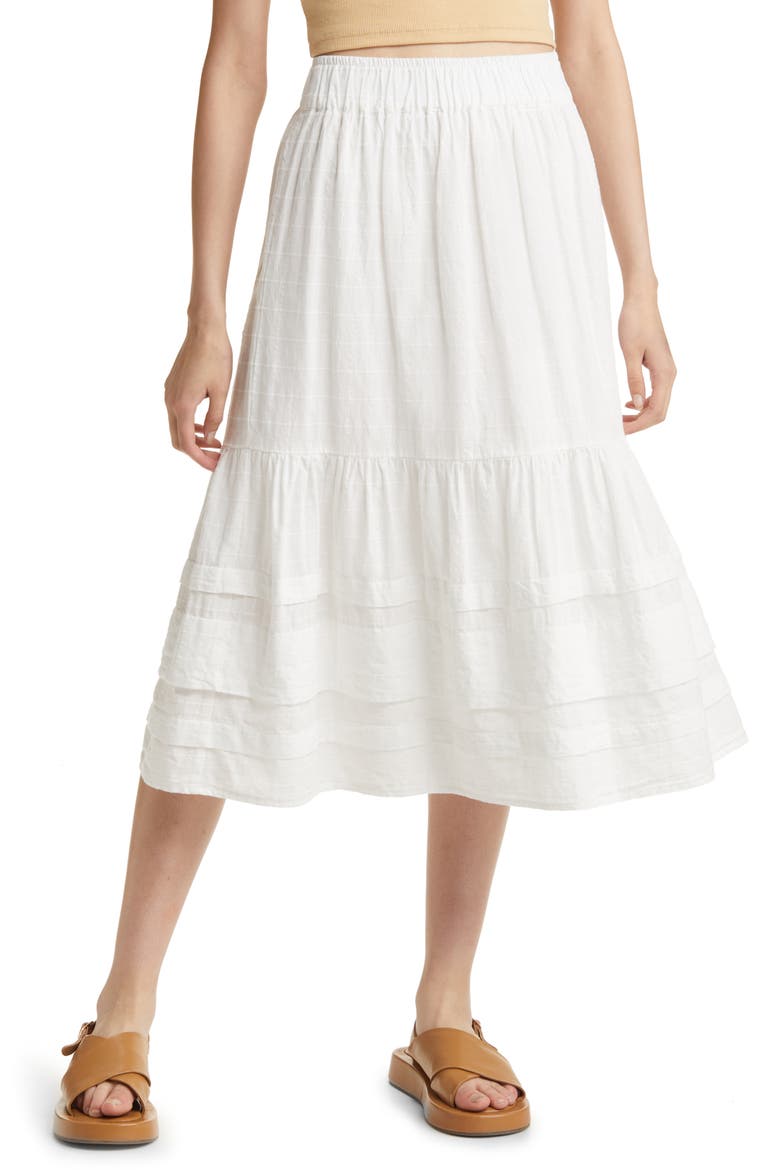 Shirred Cotton Midi Skirt, Main, color, LIGHTHOUSE