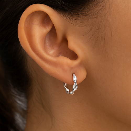 Donatello Gian Sterling Silver Twisted Hoops In Metallic