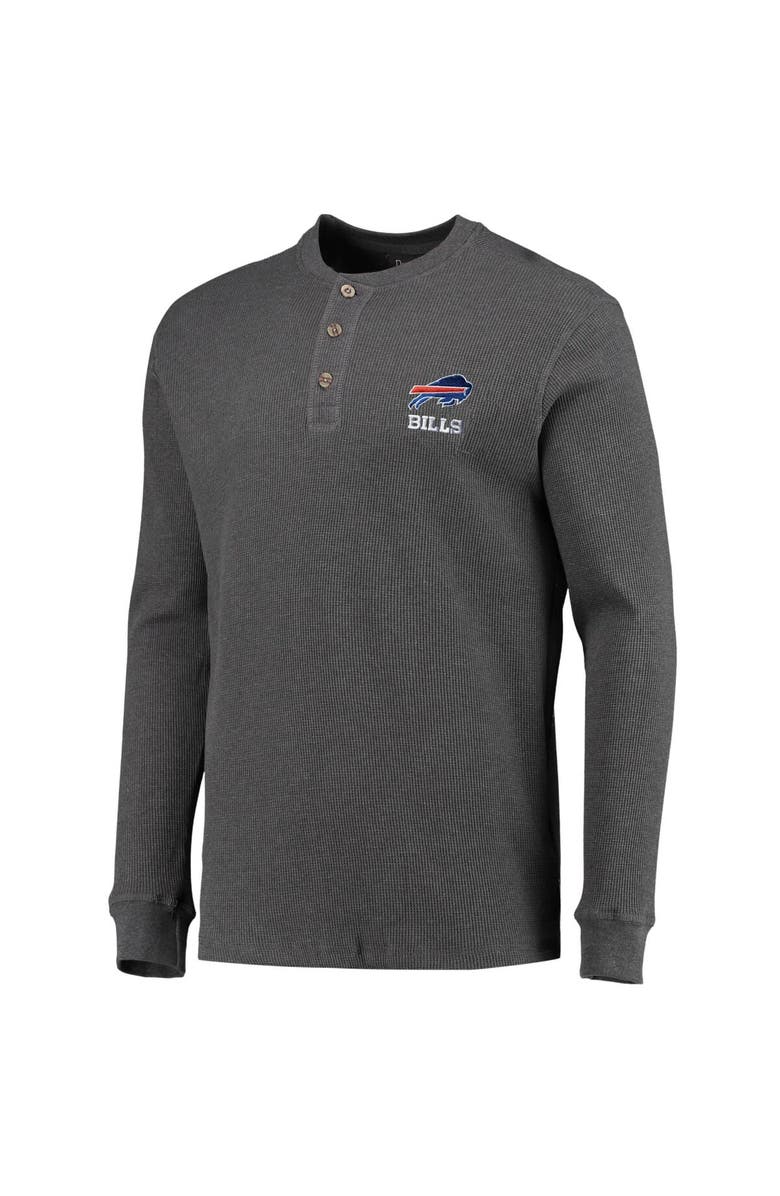 DUNBROOKE Men's Dunbrooke Heathered Gray Buffalo Bills Logo Maverick Thermal Henley Long Sleeve T-Shirt, Alternate, color, 