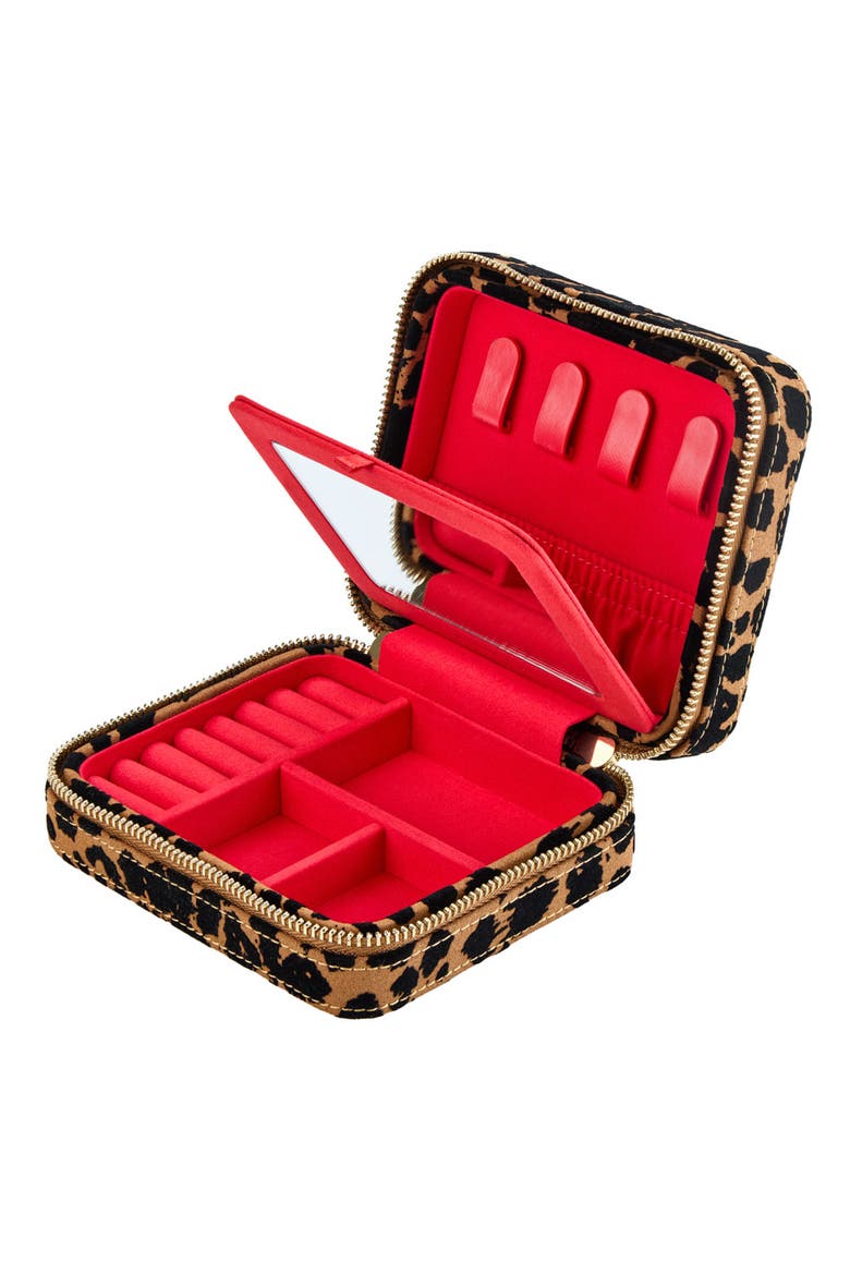 Savanna Leopard Print Jewelry Zip Case, Alternate, color, Tan/Black