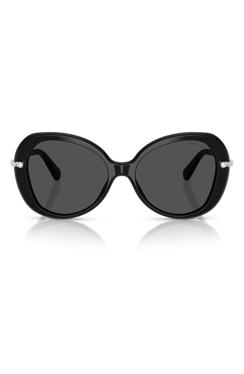 Swarovski 55mm Butterfly Sunglasses, Main, color, Black / Dark Grey