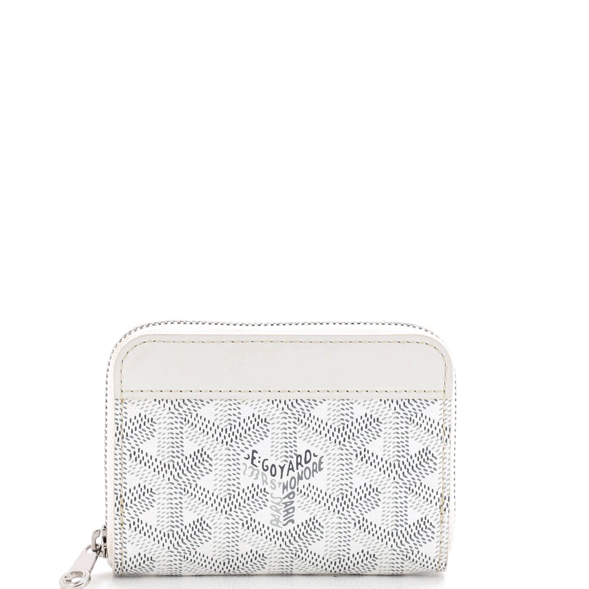 Matignon Zip Wallet Coated Canvas with Leather PM, Main, color, White